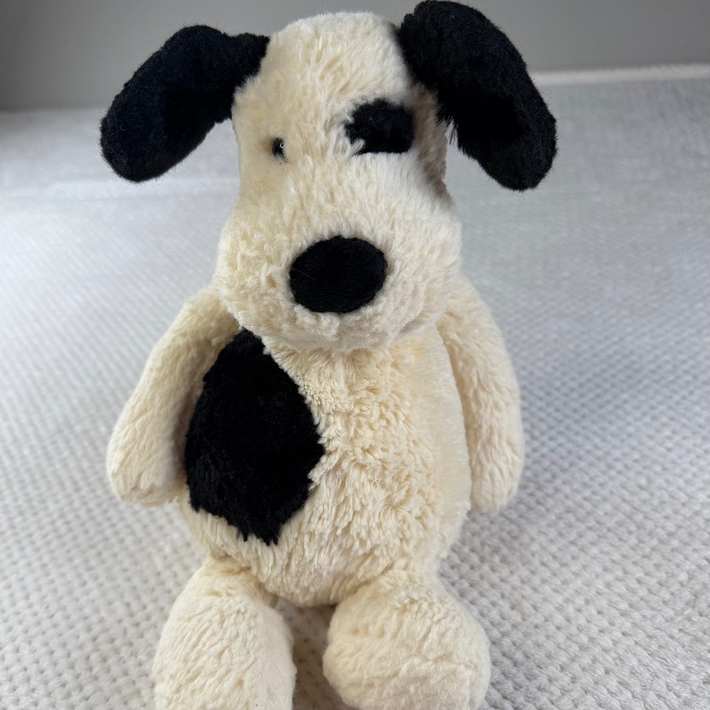 Jellycat London Bashful Puppy Dog Cream Black Spot Plush Stuffed Animal JCINC370